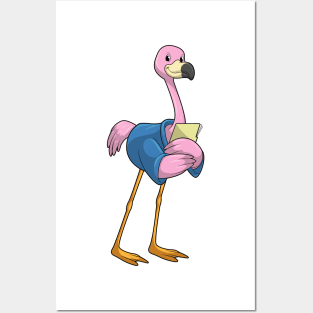 Flamingo as Secretary with Notepad Posters and Art